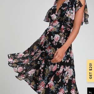 Lulus black floral dress